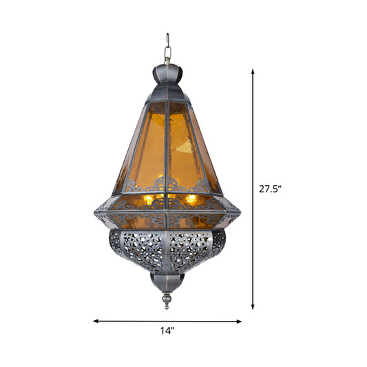 1-Light Hanging Lamp Vintage Living Room Pendant Light with Cone Metal Shade in Grey Clearhalo 'Ceiling Lights' 'Pendant Lights' 'Pendants' Lighting' 392124