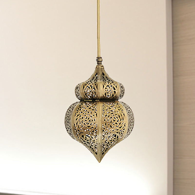 Brass Gourd Ceiling Lighting Vintage Metal 1 Light Restaurant Hanging Pendant Lamp Clearhalo 'Ceiling Lights' 'Pendant Lights' 'Pendants' Lighting' 392125