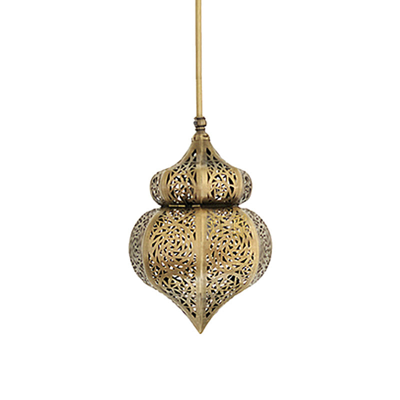 Brass Gourd Ceiling Lighting Vintage Metal 1 Light Restaurant Hanging Pendant Lamp Clearhalo 'Ceiling Lights' 'Pendant Lights' 'Pendants' Lighting' 392127