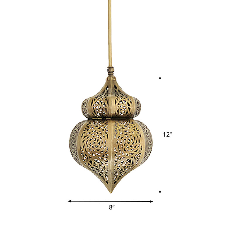 Brass Gourd Ceiling Lighting Vintage Metal 1 Light Restaurant Hanging Pendant Lamp Clearhalo 'Ceiling Lights' 'Pendant Lights' 'Pendants' Lighting' 392129