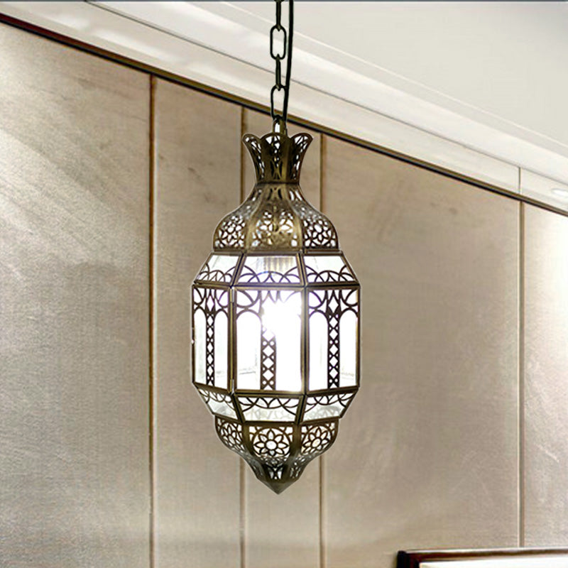 Lantern Metal Hanging Light Kit Antiqued 1-Head Living Room Pendant Ceiling Lamp in Brass Brass Clearhalo 'Ceiling Lights' 'Pendant Lights' 'Pendants' Lighting' 392130_0d342213-ba1b-40bb-9104-312408690be9