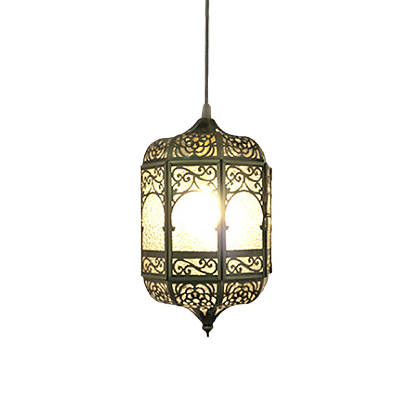 Antiqued Barrel Pendant Lighting 1 Bulb Metallic Hanging Ceiling Light in Brass for Corridor Clearhalo 'Ceiling Lights' 'Pendant Lights' 'Pendants' Lighting' 392137