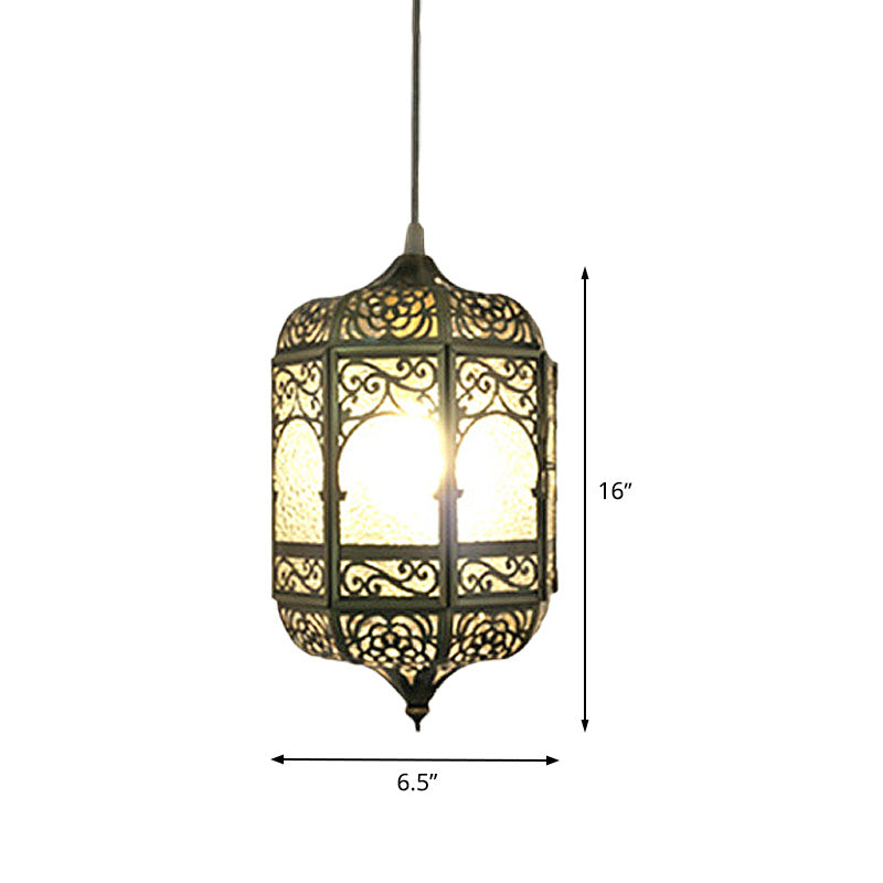 Antiqued Barrel Pendant Lighting 1 Bulb Metallic Hanging Ceiling Light in Brass for Corridor Clearhalo 'Ceiling Lights' 'Pendant Lights' 'Pendants' Lighting' 392139