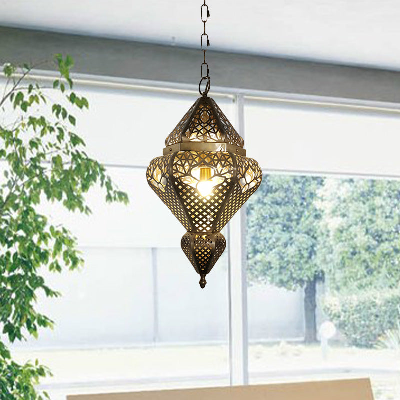 Brass 1 Light Pendant Lamp Traditional Metal Gourd Hanging Light Fixture for Living Room Clearhalo 'Ceiling Lights' 'Pendant Lights' 'Pendants' Lighting' 392140