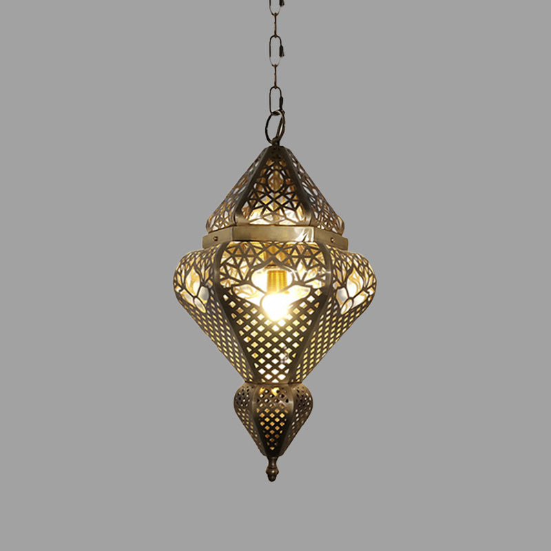 Brass 1 Light Pendant Lamp Traditional Metal Gourd Hanging Light Fixture for Living Room Clearhalo 'Ceiling Lights' 'Pendant Lights' 'Pendants' Lighting' 392143