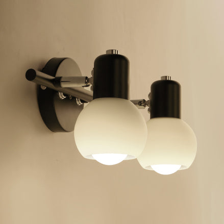 Bubble Shade Bathroom Wall Light Fixture Industrial Ivory Glass 2 Lights Black/White Sconce Lamp Black Clearhalo 'Cast Iron' 'Glass' 'Industrial' 'Modern wall lights' 'Modern' 'Tiffany' 'Traditional wall lights' 'Wall Lamps & Sconces' 'Wall Lights' Lighting' 39222
