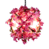Pink Ball Pendant Light Retro Metal 1 Head Restaurant LED Ceiling Lamp with Flower Decoration, 14"/18"/19.5" Dia Clearhalo 'Art Deco Pendants' 'Cast Iron' 'Ceiling Lights' 'Ceramic' 'Crystal' 'Industrial Pendants' 'Industrial' 'Metal' 'Middle Century Pendants' 'Pendant Lights' 'Pendants' 'Tiffany' Lighting' 392253