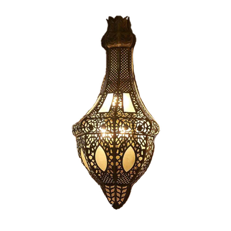 Brass 2 Bulbs Wall Lighting Fixture Antiqued Metal Vase Shaped Arab Wall Sconce Lamp Clearhalo 'Wall Lamps & Sconces' 'Wall Lights' Lighting' 392306