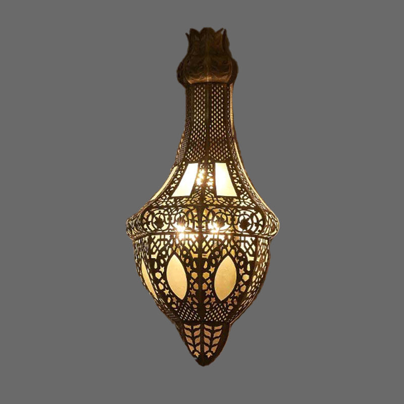 Brass 2 Bulbs Wall Lighting Fixture Antiqued Metal Vase Shaped Arab Wall Sconce Lamp Clearhalo 'Wall Lamps & Sconces' 'Wall Lights' Lighting' 392307