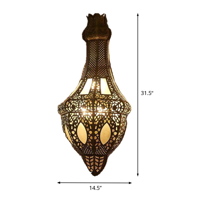 Brass 2 Bulbs Wall Lighting Fixture Antiqued Metal Vase Shaped Arab Wall Sconce Lamp Clearhalo 'Wall Lamps & Sconces' 'Wall Lights' Lighting' 392308