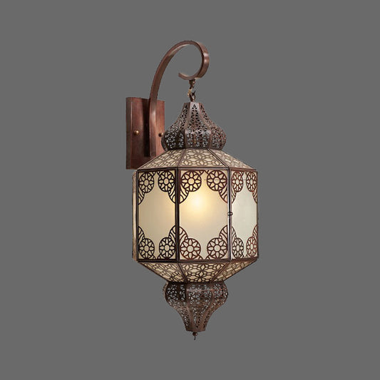 1 Head Metallic Sconce Lighting Traditional Black Lantern Outdoor Arab Wall Mount Lamp Clearhalo 'Wall Lamps & Sconces' 'Wall Lights' Lighting' 392320
