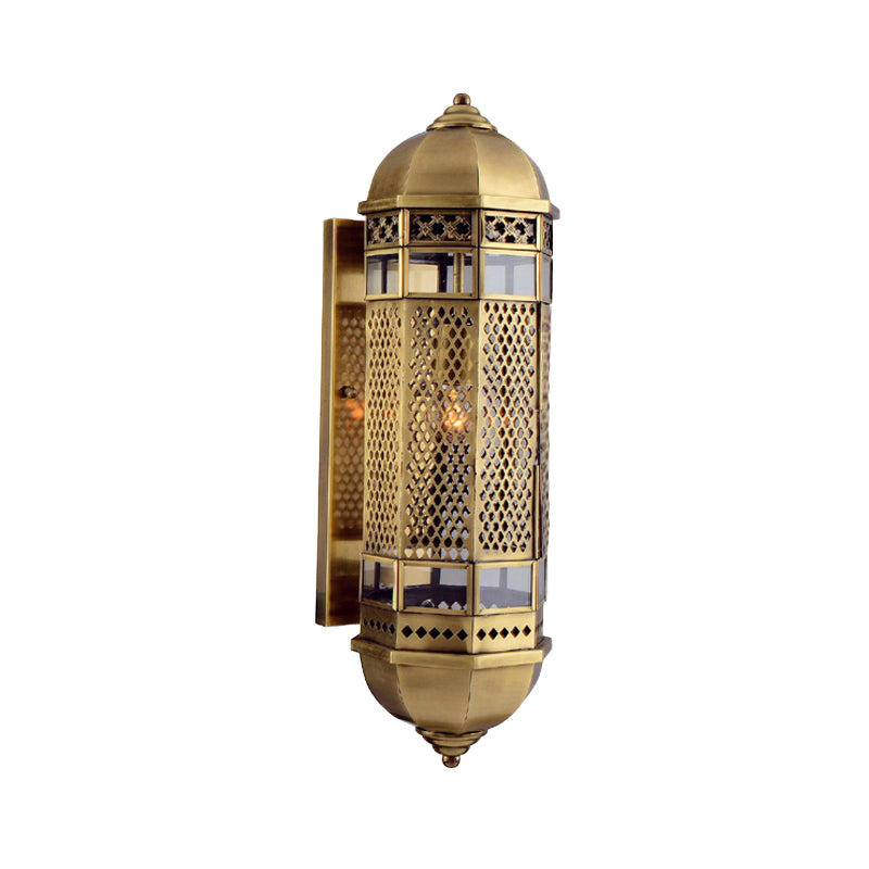 Arab Style Hollow Out Sconce 1 Head Metallic Wall Mounted Lamp Fixture in Brass for Stair Clearhalo 'Wall Lamps & Sconces' 'Wall Lights' Lighting' 392387