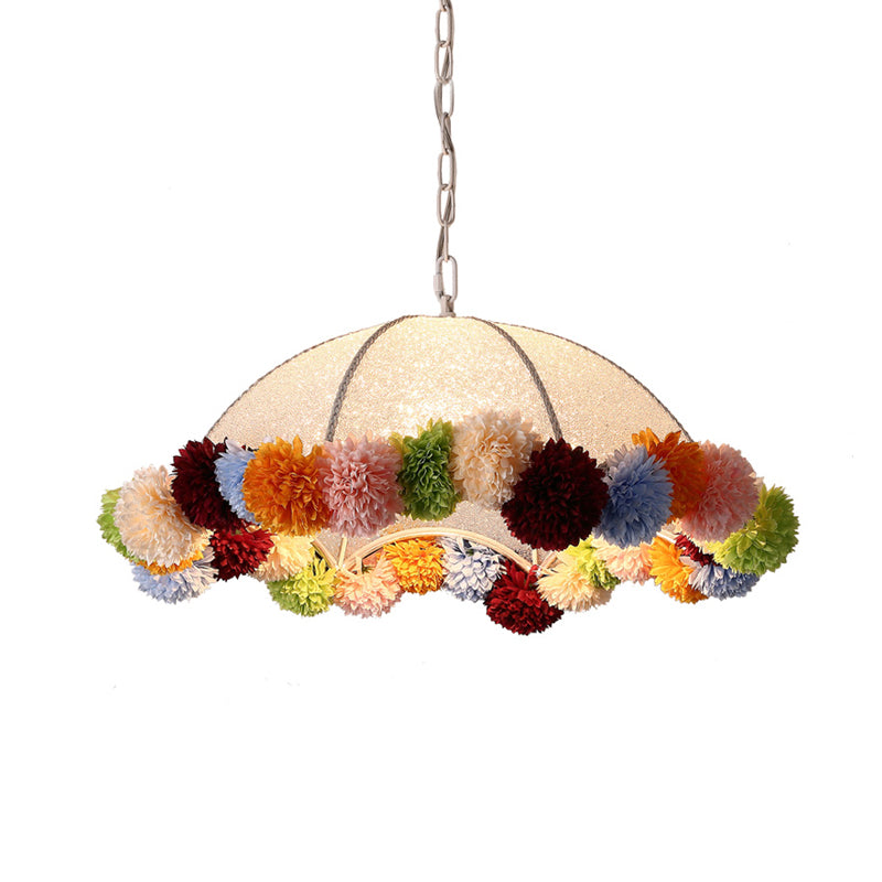 Industrial Scalloped Flower Hanging Pendant 1 Bulb Metal LED Suspension Light in White Clearhalo 'Art Deco Pendants' 'Cast Iron' 'Ceiling Lights' 'Ceramic' 'Crystal' 'Industrial Pendants' 'Industrial' 'Metal' 'Middle Century Pendants' 'Pendant Lights' 'Pendants' 'Tiffany' Lighting' 392392