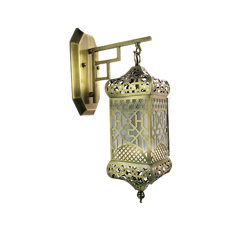 Metal Brass Wall Light Fixture Lantern 1 Light Antiqued Arab Wall Mounted Lamp for Corridor Clearhalo 'Wall Lamps & Sconces' 'Wall Lights' Lighting' 392434