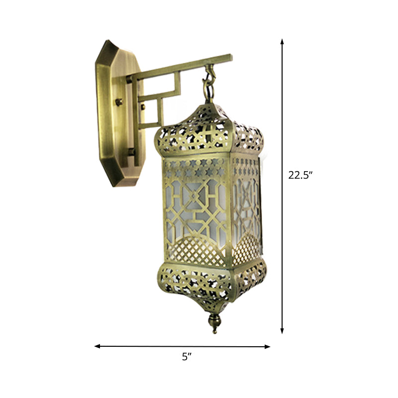 Metal Brass Wall Light Fixture Lantern 1 Light Antiqued Arab Wall Mounted Lamp for Corridor Clearhalo 'Wall Lamps & Sconces' 'Wall Lights' Lighting' 392436