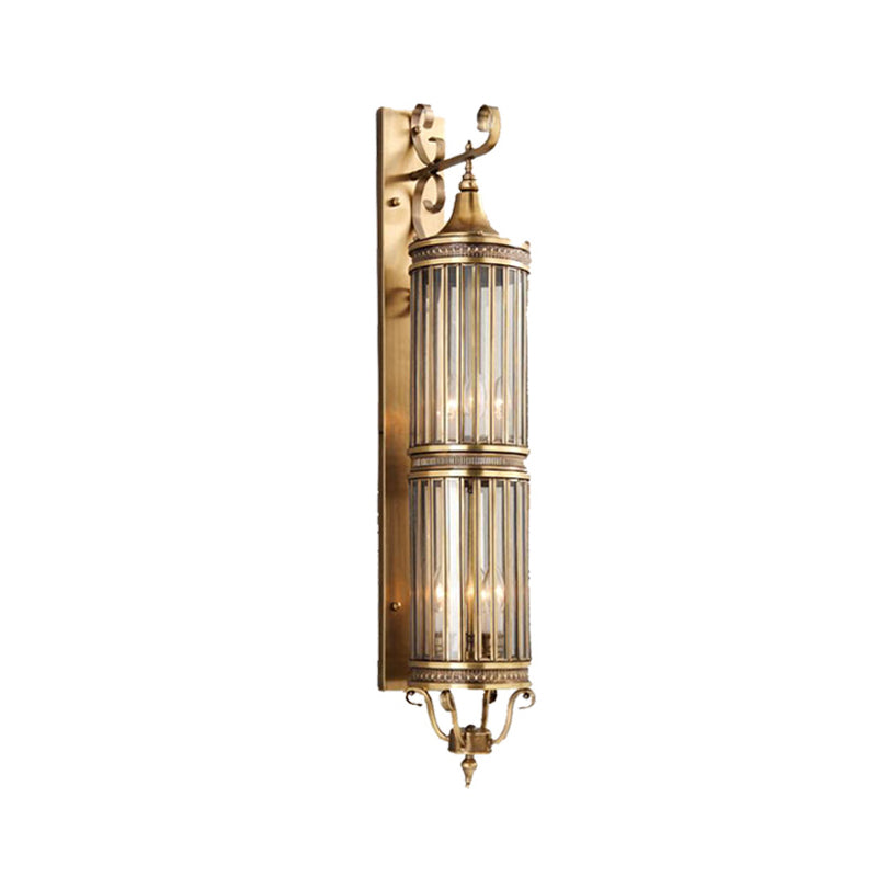 Cylinder Bedroom Wall Lighting Vintage Metal 6-Head Brass/Bronze Finish Arab Sconce Lamp Brass Clearhalo 'Wall Lamps & Sconces' 'Wall Lights' Lighting' 392471