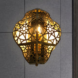 Brass Hollow-Out Sconce Light Arab Metallic 1 Bulb Corner Wall Mount Lamp Fixture Clearhalo 'Wall Lamps & Sconces' 'Wall Lights' Lighting' 392473