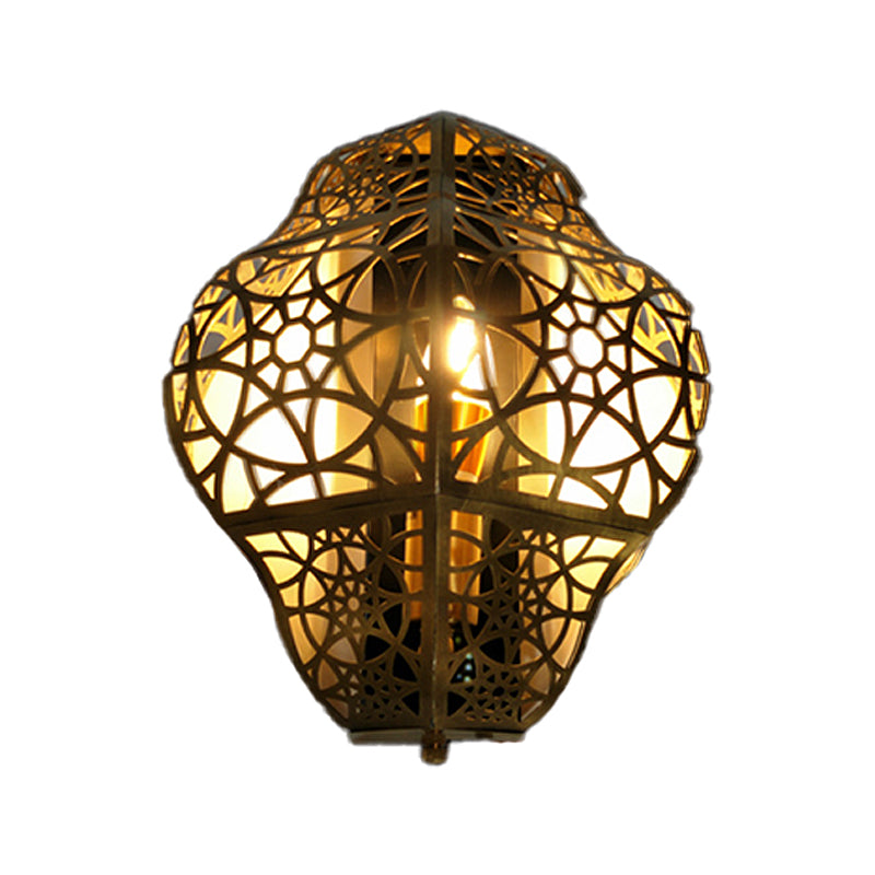 Brass Hollow-Out Sconce Light Arab Metallic 1 Bulb Corner Wall Mount Lamp Fixture Clearhalo 'Wall Lamps & Sconces' 'Wall Lights' Lighting' 392475