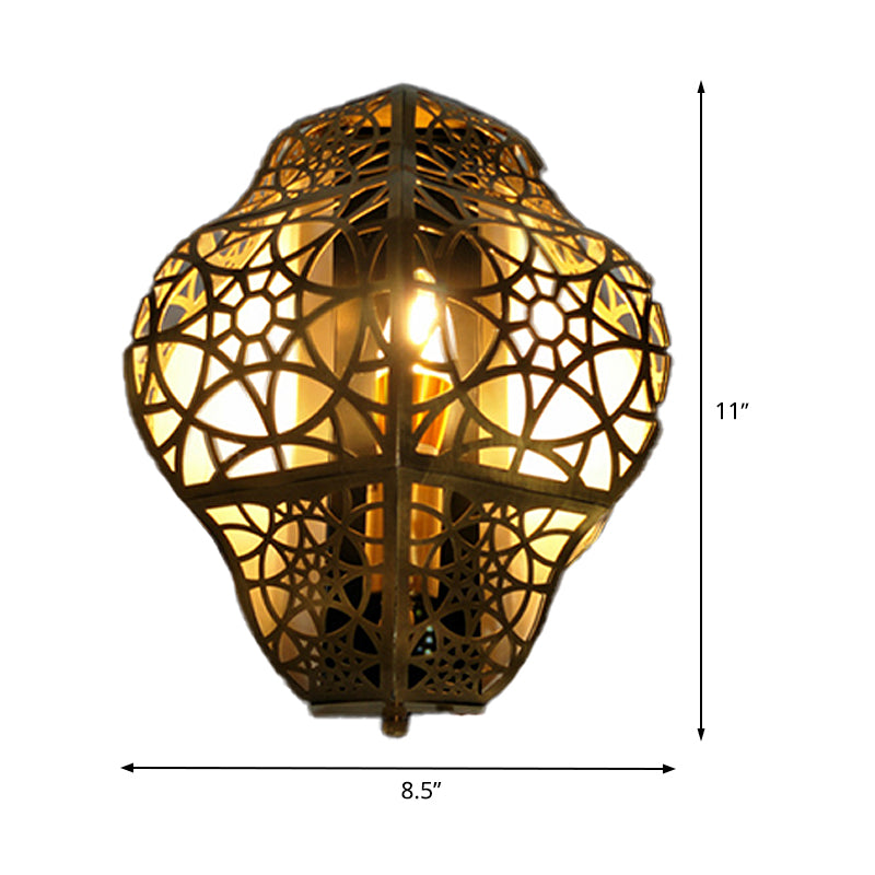 Brass Hollow-Out Sconce Light Arab Metallic 1 Bulb Corner Wall Mount Lamp Fixture Clearhalo 'Wall Lamps & Sconces' 'Wall Lights' Lighting' 392476