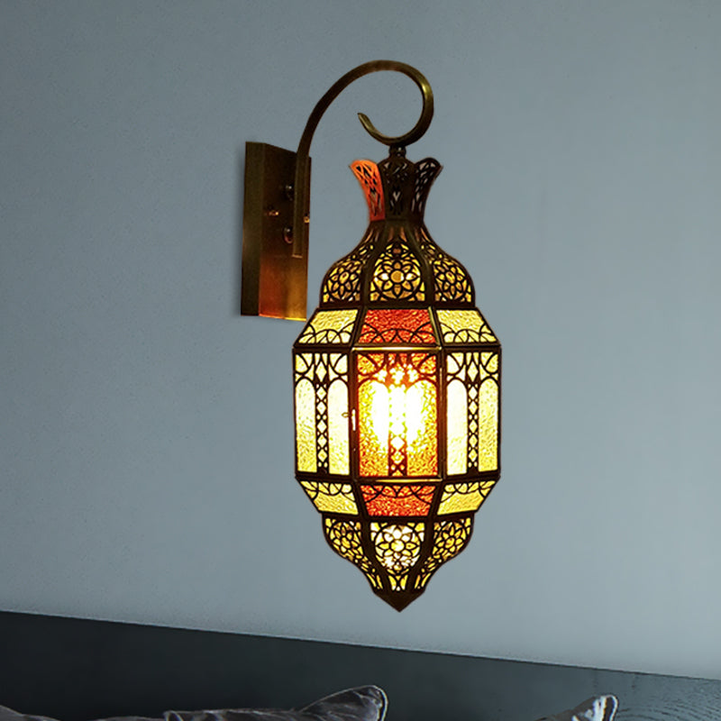 1-Light Wall Mount Lamp Arab Style Living Room Sconce Lighting with Urn Metal Shade in Brass Clearhalo 'Wall Lamps & Sconces' 'Wall Lights' Lighting' 392483