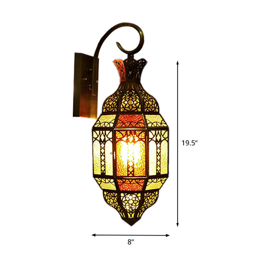 1-Light Wall Mount Lamp Arab Style Living Room Sconce Lighting with Urn Metal Shade in Brass Clearhalo 'Wall Lamps & Sconces' 'Wall Lights' Lighting' 392486