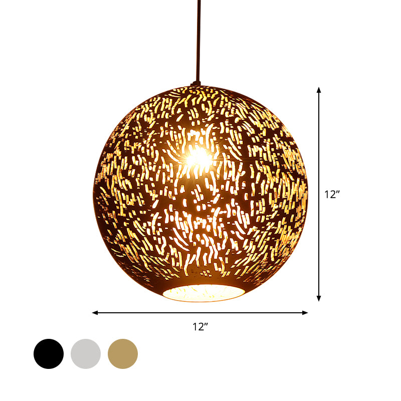 Globe Metallic Hanging Lighting Art Deco 1 Head Living Room Ceiling Pendant Lamp in Black/Silver/Brass Clearhalo 'Ceiling Lights' 'Pendant Lights' 'Pendants' Lighting' 392532