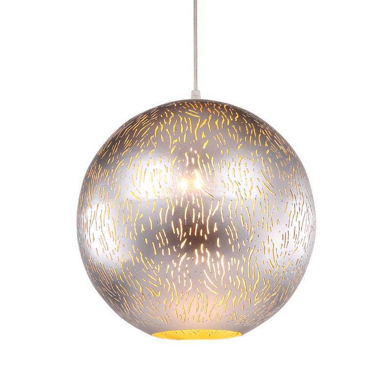 Globe Metallic Hanging Lighting Art Deco 1 Head Living Room Ceiling Pendant Lamp in Black/Silver/Brass Clearhalo 'Ceiling Lights' 'Pendant Lights' 'Pendants' Lighting' 392534