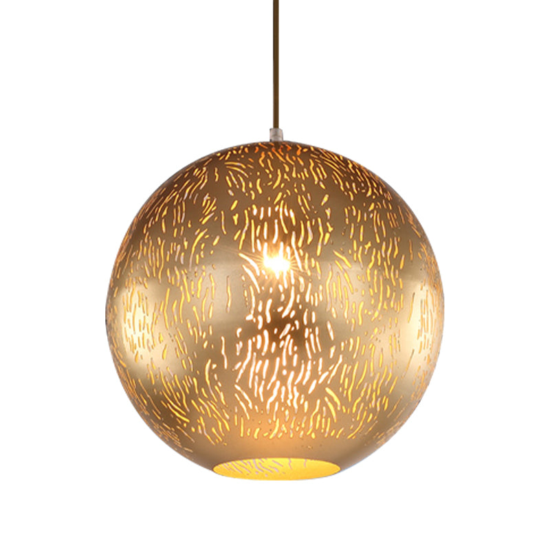 Globe Metallic Hanging Lighting Art Deco 1 Head Living Room Ceiling Pendant Lamp in Black/Silver/Brass Clearhalo 'Ceiling Lights' 'Pendant Lights' 'Pendants' Lighting' 392536