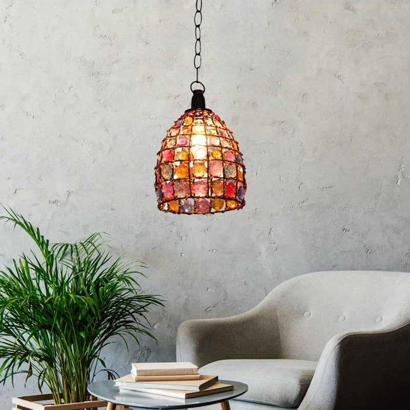 Dome/Globe Metal Hanging Pendant Bohemian 1 Head Restaurant Suspension Lamp in Rust, 6.5"/7.5"/8" Tall Clearhalo 'Ceiling Lights' 'Pendant Lights' 'Pendants' Lighting' 392569