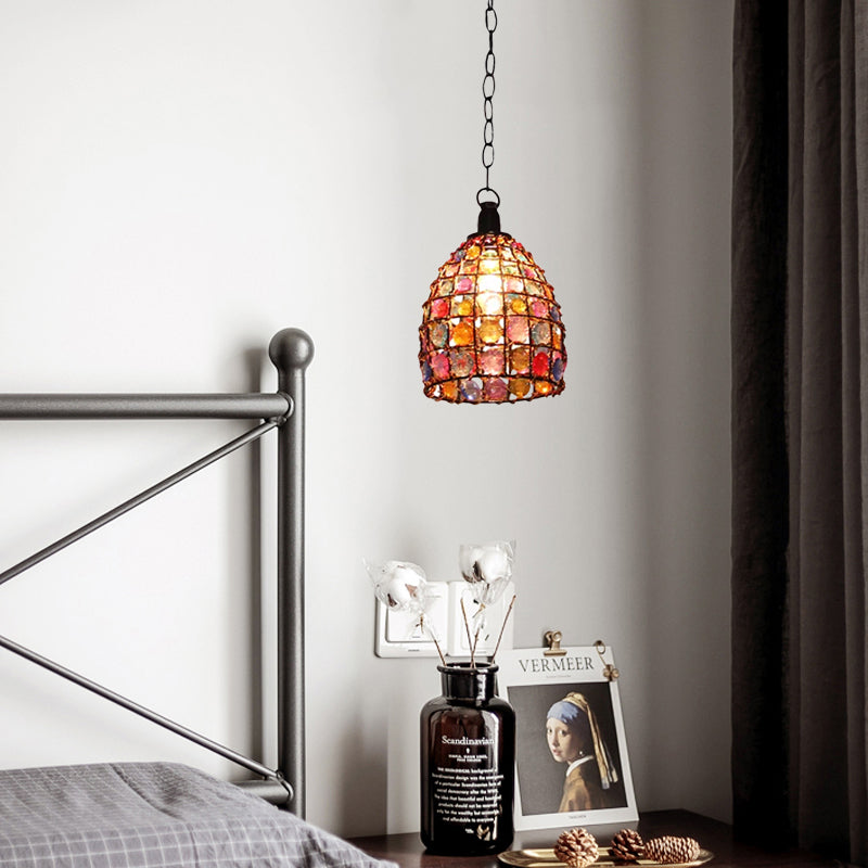 Dome/Globe Metal Hanging Pendant Bohemian 1 Head Restaurant Suspension Lamp in Rust, 6.5"/7.5"/8" Tall Clearhalo 'Ceiling Lights' 'Pendant Lights' 'Pendants' Lighting' 392571