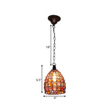 Dome/Globe Metal Hanging Pendant Bohemian 1 Head Restaurant Suspension Lamp in Rust, 6.5"/7.5"/8" Tall Clearhalo 'Ceiling Lights' 'Pendant Lights' 'Pendants' Lighting' 392573