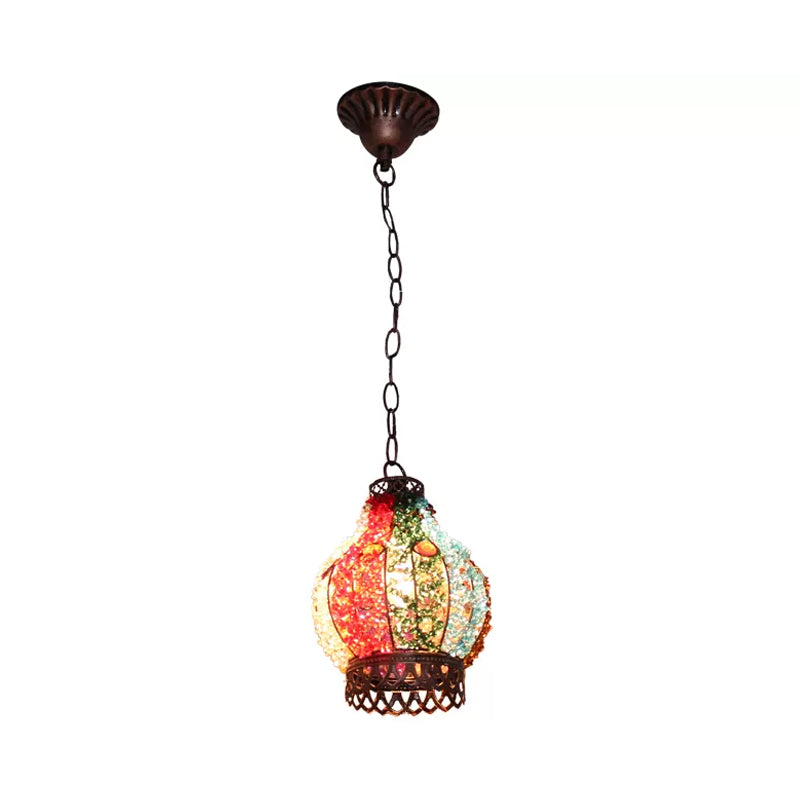 Dome/Globe Metal Hanging Pendant Bohemian 1 Head Restaurant Suspension Lamp in Rust, 6.5"/7.5"/8" Tall Clearhalo 'Ceiling Lights' 'Pendant Lights' 'Pendants' Lighting' 392576