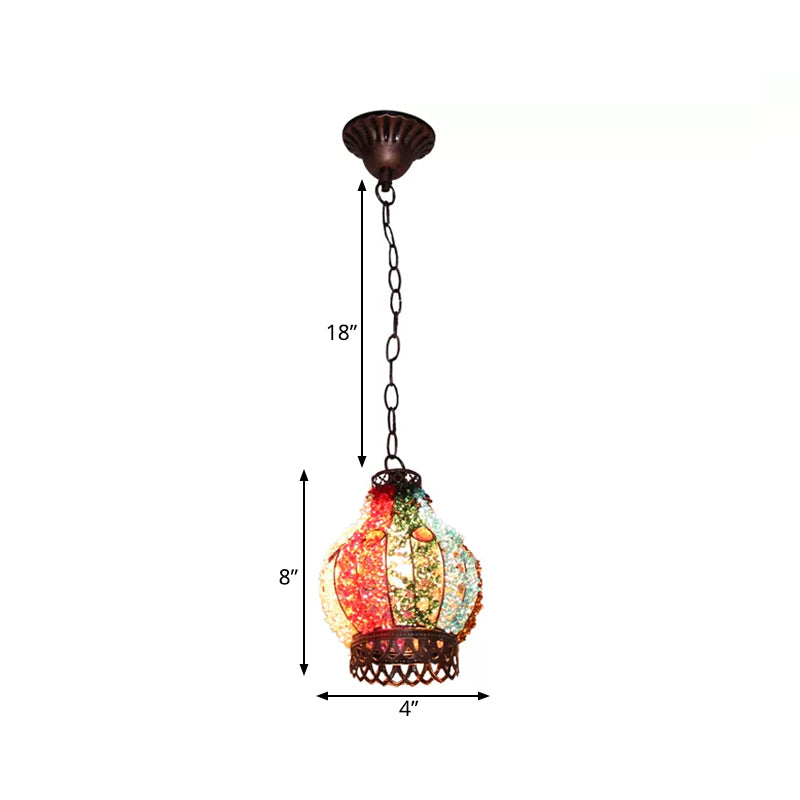 Dome/Globe Metal Hanging Pendant Bohemian 1 Head Restaurant Suspension Lamp in Rust, 6.5"/7.5"/8" Tall Clearhalo 'Ceiling Lights' 'Pendant Lights' 'Pendants' Lighting' 392577