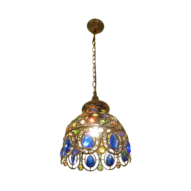 Brass Dome Hanging Lamp Kit Bohemian Metal 1 Head Restaurant Suspension Light Clearhalo 'Ceiling Lights' 'Pendant Lights' 'Pendants' Lighting' 392590