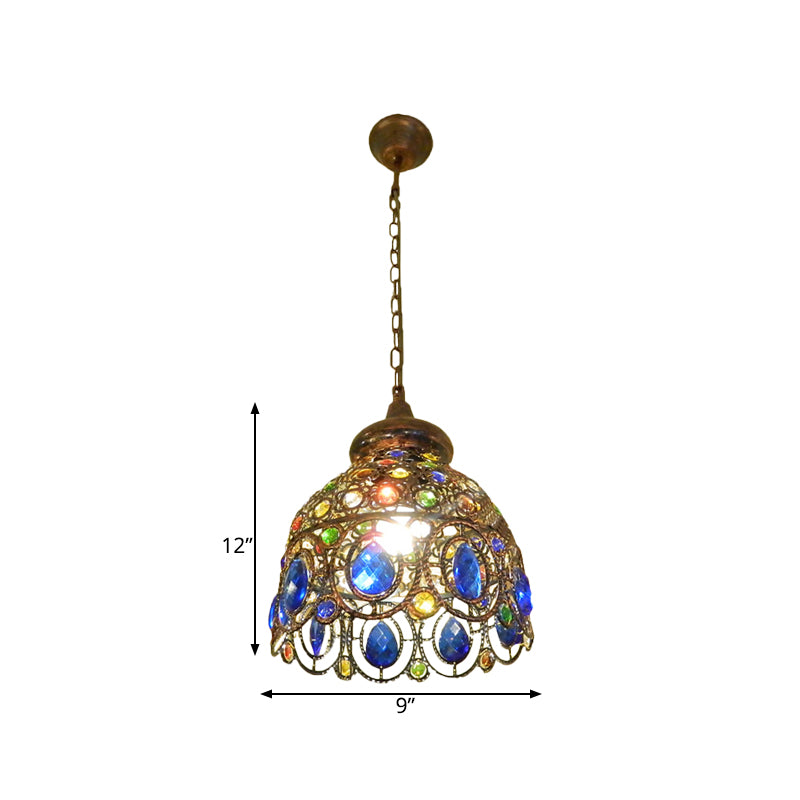 Brass Dome Hanging Lamp Kit Bohemian Metal 1 Head Restaurant Suspension Light Clearhalo 'Ceiling Lights' 'Pendant Lights' 'Pendants' Lighting' 392591