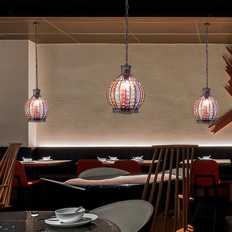 Sphere Restaurant Suspension Lighting Decorative Metal 1 Bulb Bronze Hanging Pendant Light Clearhalo 'Ceiling Lights' 'Pendant Lights' 'Pendants' Lighting' 392629