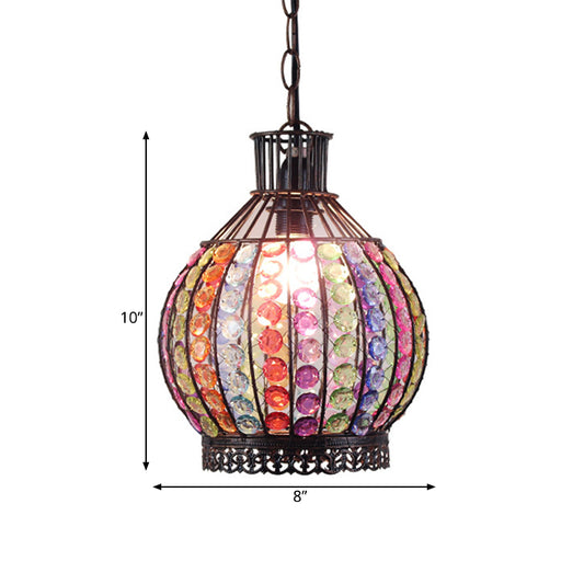 Sphere Restaurant Suspension Lighting Decorative Metal 1 Bulb Bronze Hanging Pendant Light Clearhalo 'Ceiling Lights' 'Pendant Lights' 'Pendants' Lighting' 392633