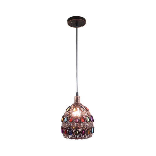 Metal Rust Pendant Lamp Dome 1 Bulb Traditional Suspended Lighting Fixture for Restaurant Clearhalo 'Ceiling Lights' 'Pendant Lights' 'Pendants' Lighting' 392641