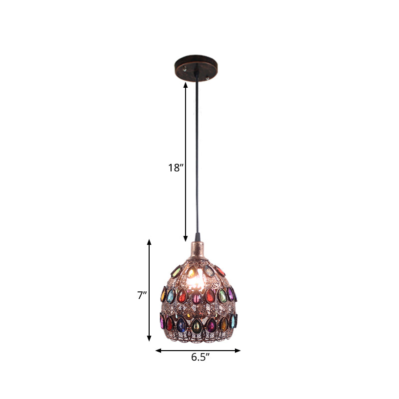 Metal Rust Pendant Lamp Dome 1 Bulb Traditional Suspended Lighting Fixture for Restaurant Clearhalo 'Ceiling Lights' 'Pendant Lights' 'Pendants' Lighting' 392643