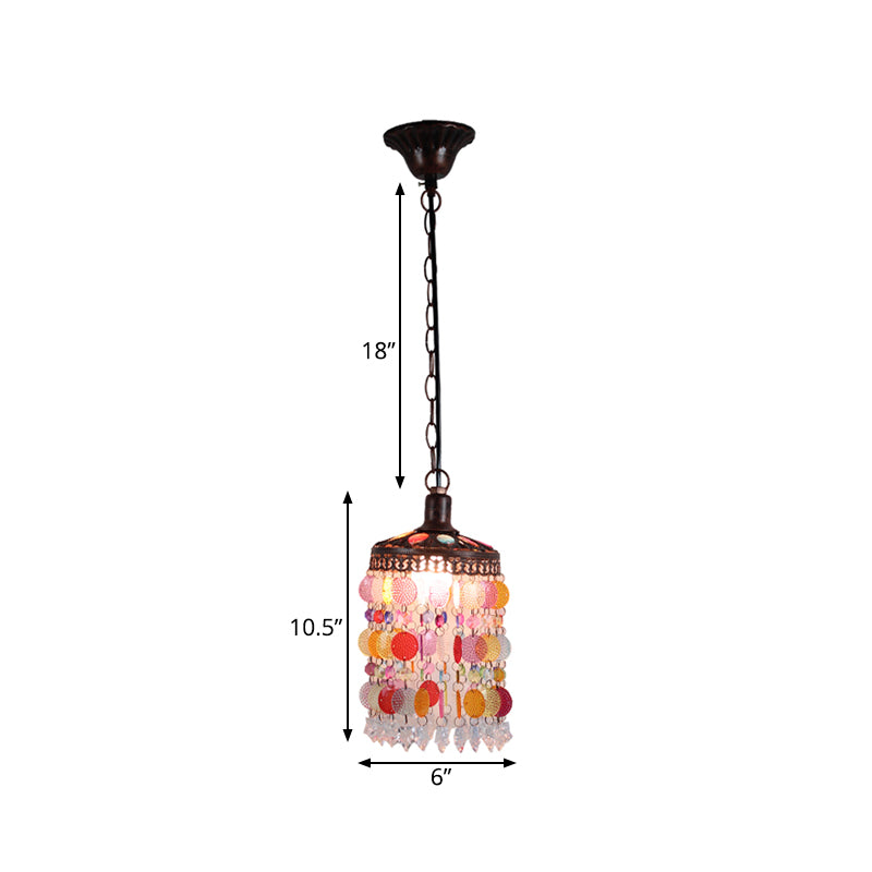 1 Bulb Cascade Pendulum Light Vintage Rust Metal Suspended Lighting Fixture for Restaurant Clearhalo 'Ceiling Lights' 'Pendant Lights' 'Pendants' Lighting' 392653