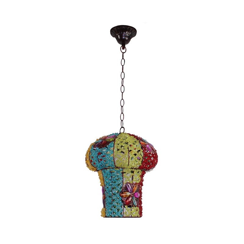 Mushroom Metal Hanging Pendant Decorative 1 Bulb Bedroom Ceiling Lamp in Yellow/Blue Clearhalo 'Ceiling Lights' 'Pendant Lights' 'Pendants' Lighting' 392657