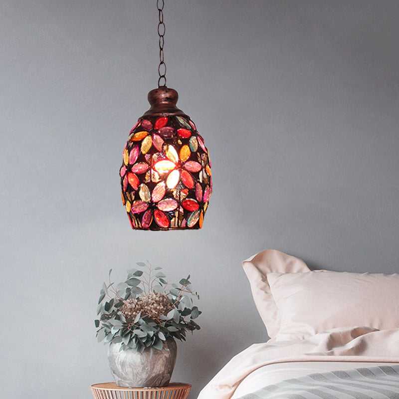 Decorative Dome Hanging Light Fixture 1 Bulb Metal Drop Pendant in Orange/Purple/Pink for Bedroom Clearhalo 'Ceiling Lights' 'Pendant Lights' 'Pendants' Lighting' 392825