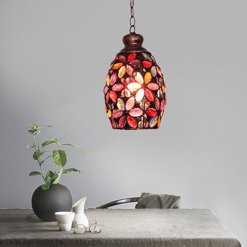 Decorative Dome Hanging Light Fixture 1 Bulb Metal Drop Pendant in Orange/Purple/Pink for Bedroom Clearhalo 'Ceiling Lights' 'Pendant Lights' 'Pendants' Lighting' 392826