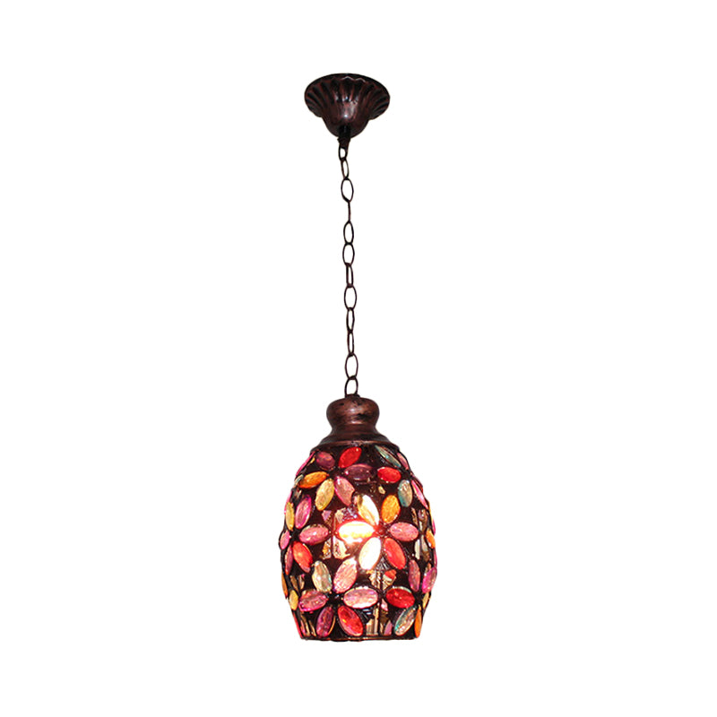 Decorative Dome Hanging Light Fixture 1 Bulb Metal Drop Pendant in Orange/Purple/Pink for Bedroom Clearhalo 'Ceiling Lights' 'Pendant Lights' 'Pendants' Lighting' 392827