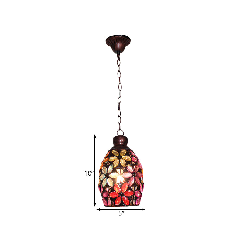 Decorative Dome Hanging Light Fixture 1 Bulb Metal Drop Pendant in Orange/Purple/Pink for Bedroom Clearhalo 'Ceiling Lights' 'Pendant Lights' 'Pendants' Lighting' 392832