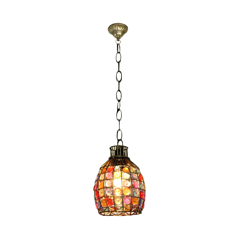 Decorative Dome Hanging Light Fixture 1 Bulb Metal Drop Pendant in Orange/Purple/Pink for Bedroom Orange Clearhalo 'Ceiling Lights' 'Pendant Lights' 'Pendants' Lighting' 392833_ed16b789-8cb2-4ccb-b9ad-34dce0297fff