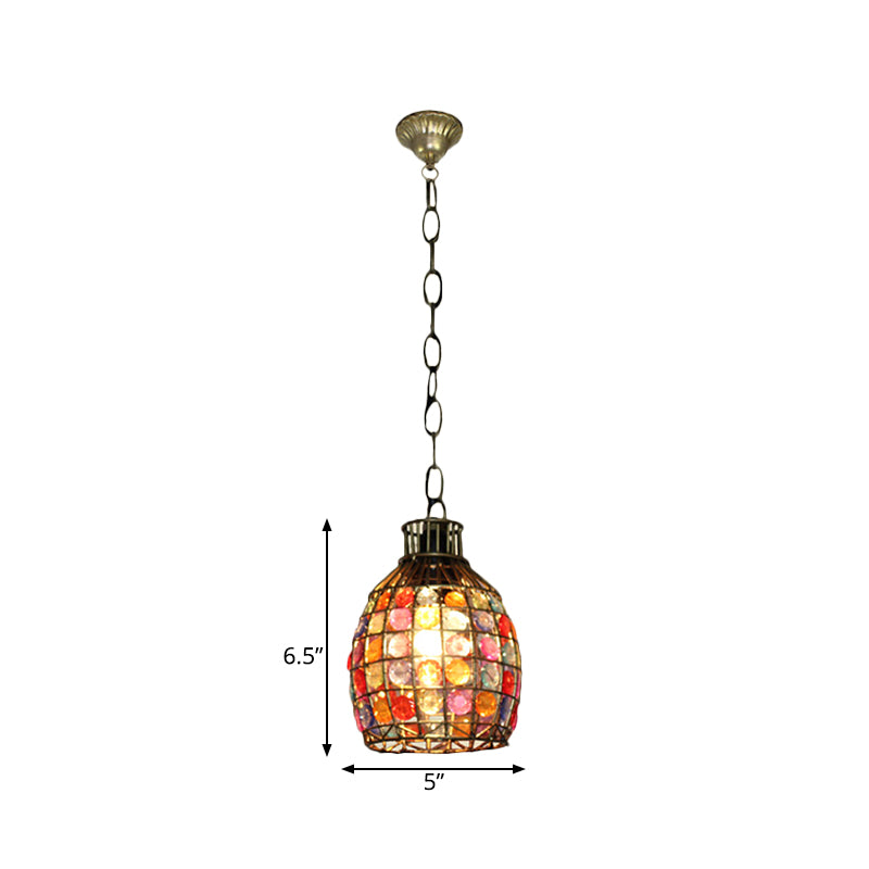 Decorative Dome Hanging Light Fixture 1 Bulb Metal Drop Pendant in Orange/Purple/Pink for Bedroom Clearhalo 'Ceiling Lights' 'Pendant Lights' 'Pendants' Lighting' 392835