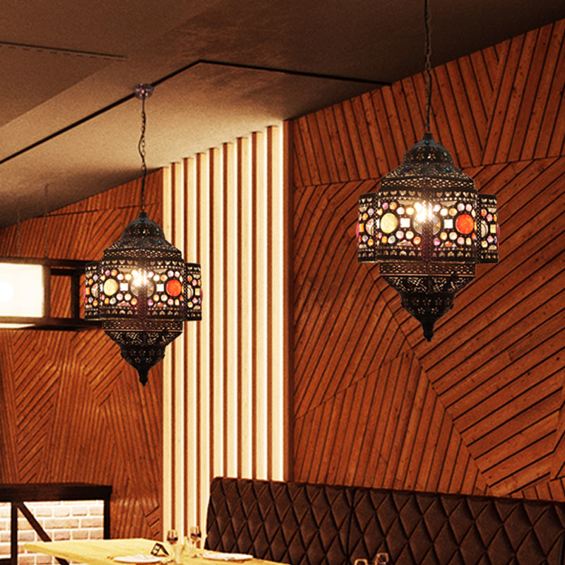 Lantern Metal Hanging Pendant Light Decorative 1 Head Restaurant Suspension Lamp in Red/Rust Rust Clearhalo 'Ceiling Lights' 'Pendant Lights' 'Pendants' Lighting' 392844_95fa20f7-fd28-4c9f-ab49-28319e7fd5d0