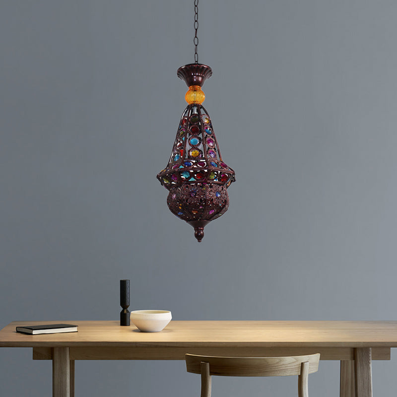 1 Bulb Urn Pendulum Light Vintage Copper Metal Suspended Lighting Fixture for Dining Room Copper Clearhalo 'Ceiling Lights' 'Pendant Lights' 'Pendants' Lighting' 392895_749e87af-2e61-405a-9ab1-7b0a423d448e