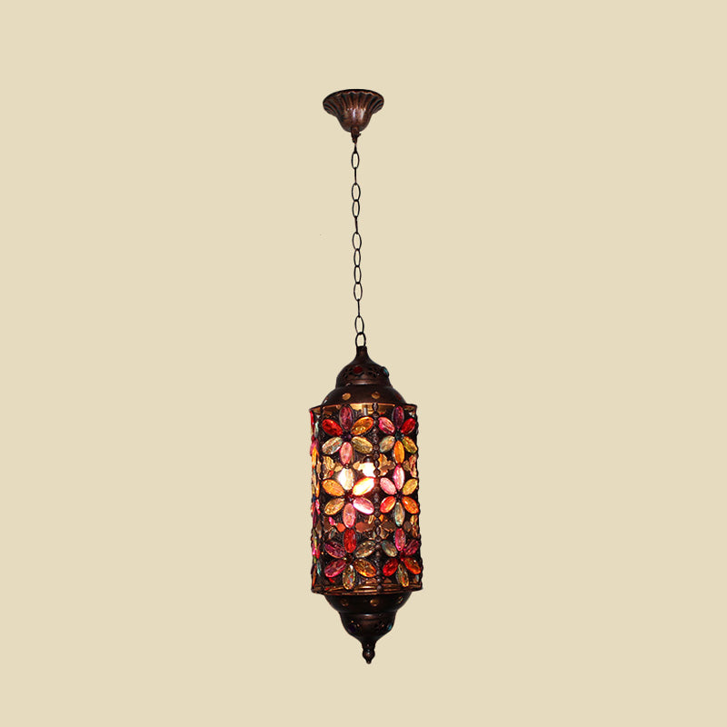 Cylindrical Metal Hanging Pendant Decorative 1 Bulb Living Room Ceiling Lamp in Copper Clearhalo 'Ceiling Lights' 'Pendant Lights' 'Pendants' Lighting' 392908